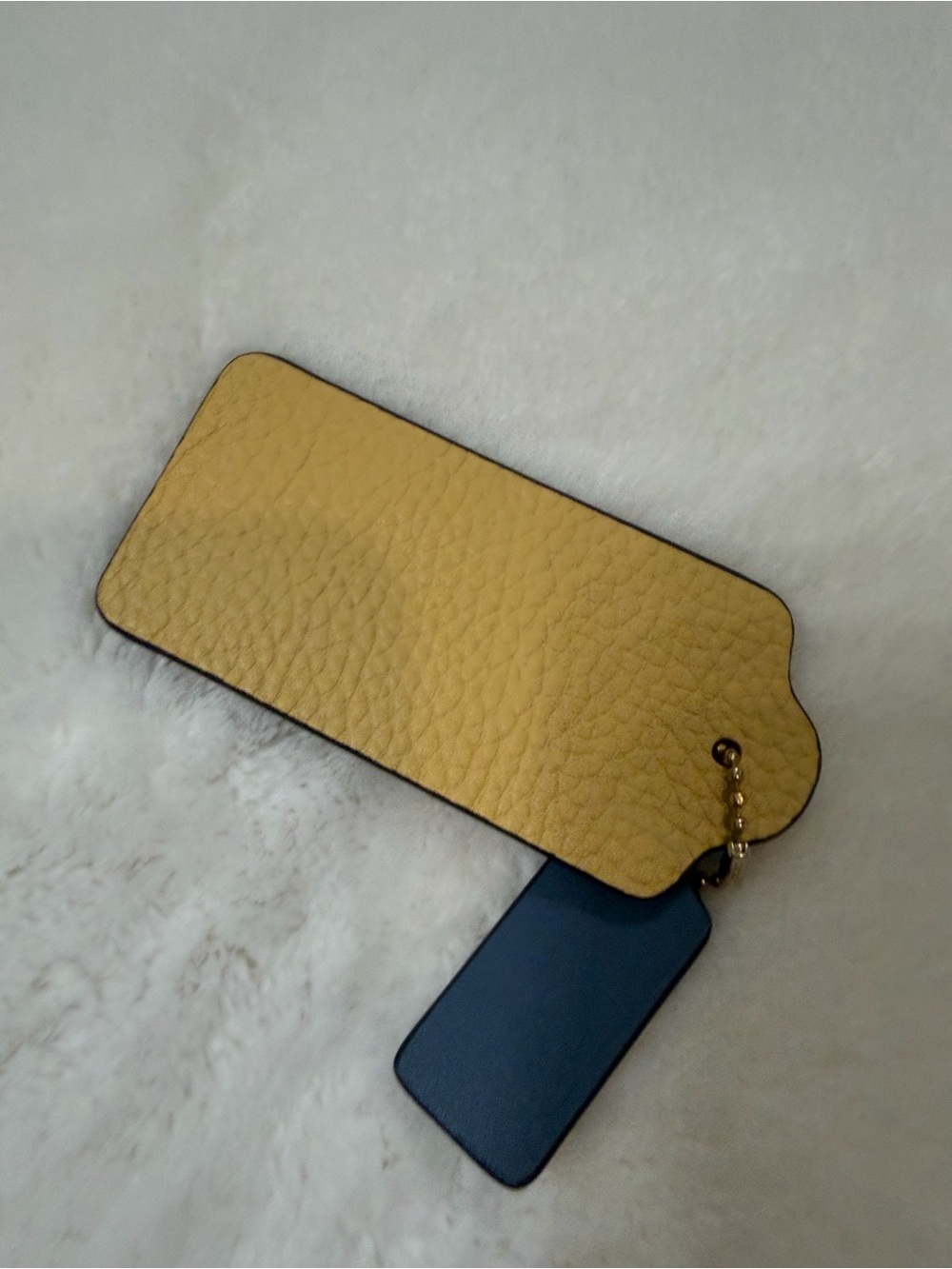 Coach Leather Tag Pair in Mustard Yellow and Navy Blue - Picture 6 of 8